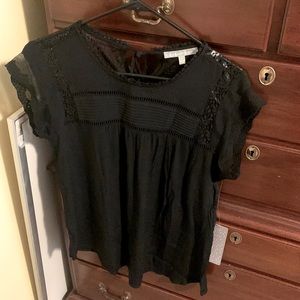 NWT Daniel Rainn Black Lace Detail Blouse